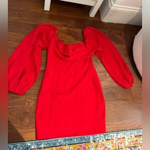 Princess Polly Lillie long sleeve mini dress red